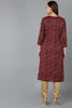 Maroon Silk Blend Paisley Straight Kurta