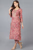 Peach Silk Blend Abstract Embroidered Straight Kurta 