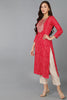 Pink Viscose Rayon Bandhani Embroidered Straight Kurta 