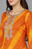 Orange Viscose Rayon Bandhani Embroidered Straight Kurta 