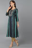 Navy Blue Viscose Rayon Geometric Embroidered Straight Kurta 