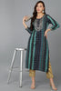 Navy Blue Viscose Rayon Geometric Embroidered Straight Kurta 