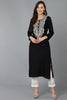 Black Viscose Rayon Solid Embroidered Straight Kurta 