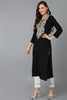 Black Viscose Rayon Solid Embroidered Straight Kurta 