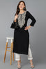 Black Viscose Rayon Solid Embroidered Straight Kurta 