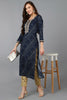 Navy Blue Viscose Rayon Bandhani Embroidered Straight Kurta 