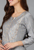 Grey Viscose Rayon Woven Design Embroidered Straight Kurta