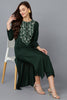 Green Viscose Rayon Solid Embroidered Straight Kurta 