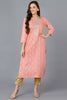 Peach Silk Blend Bandhani Embroidered Straight Kurta 