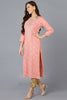 Peach Silk Blend Bandhani Embroidered Straight Kurta 