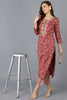 Maroon Silk Blend Geometric Embroidered Straight Kurta