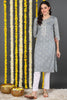 Grey Cotton Blend Bandhani Printed Straight Kurta VCK9088