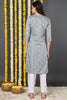 Grey Cotton Blend Bandhani Printed Straight Kurta VCK9088