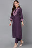 Purple Silk Blend Embroidered Kurta VCK9108