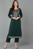 Green Silk Blend Straight Kurta 