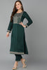 Green Silk Blend Straight Kurta 