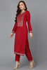 Red Silk Blend Straight Kurta  