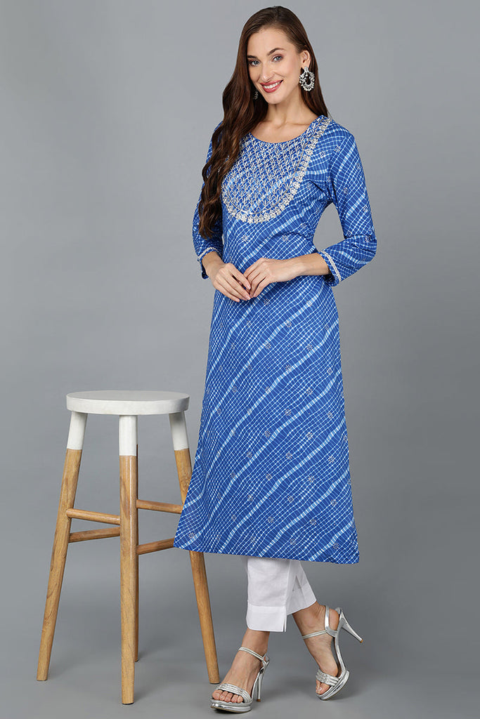 Blue Cotton Straight Kurtas VCK9123