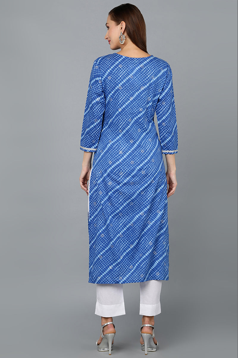 Blue Cotton Straight Kurtas VCK9123