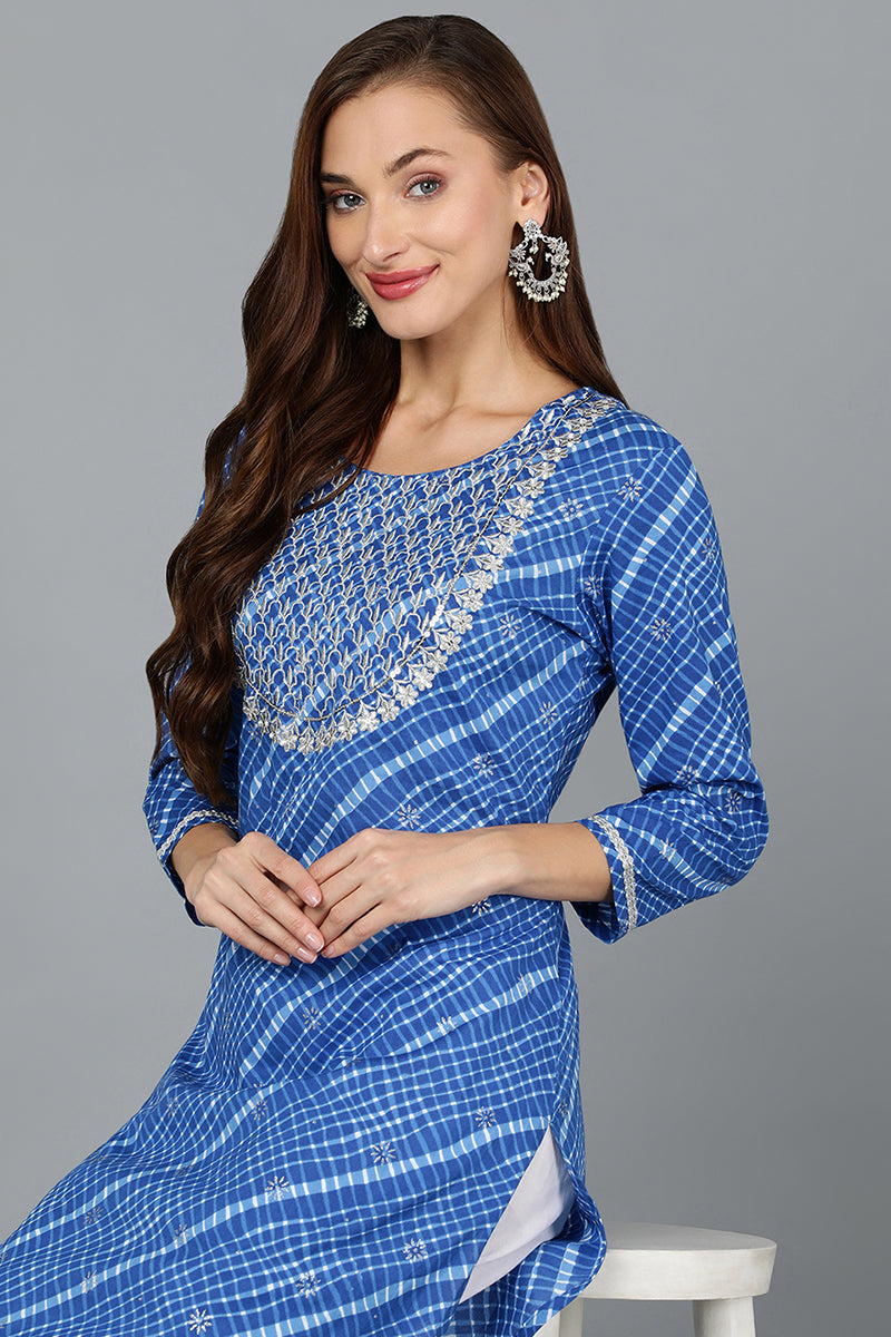 Blue Cotton Straight Kurtas VCK9123