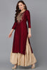 Maroon Silk Blend Straight Kurta 