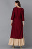 Maroon Silk Blend Straight Kurta 