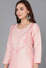 Peach Silk Blend Straight Kurta