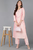 Peach Silk Blend Straight Kurta