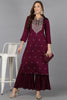 Burgundy Silk Blend Straight Kurtas VCK9144