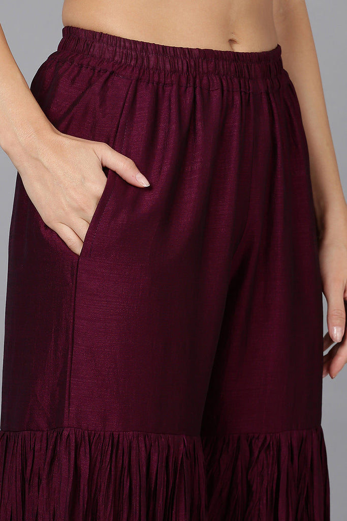 Burgundy Silk Blend Straight Kurtas VCK9144