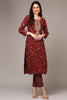 Red Viscose Rayon Embroidered Straight Kurta VCK9157