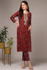 Red Viscose Rayon Embroidered Straight Kurta VCK9157