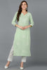 Sea Green Cotton Blend Embroidered Kurta VCK9164