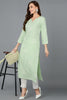 Sea Green Cotton Blend Embroidered Kurta VCK9164