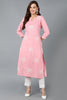 Pink Cotton Blend Embroidered Kurta VCK9165