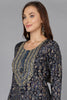 Navy Blue Cotton Blend Printed Kurta VCK9166