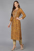 Ochre Yellow Cotton Blend Printed Kurta VCK9167