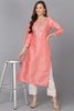 Pink Silk Blend Straight Kurtas VCK9174