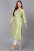 Lime Green Silk Blend Straight Kurtas VCK9175