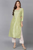 Lime Green Silk Blend Straight Kurtas VCK9175