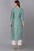 Teal Silk Blend Straight Kurtas VCK9176