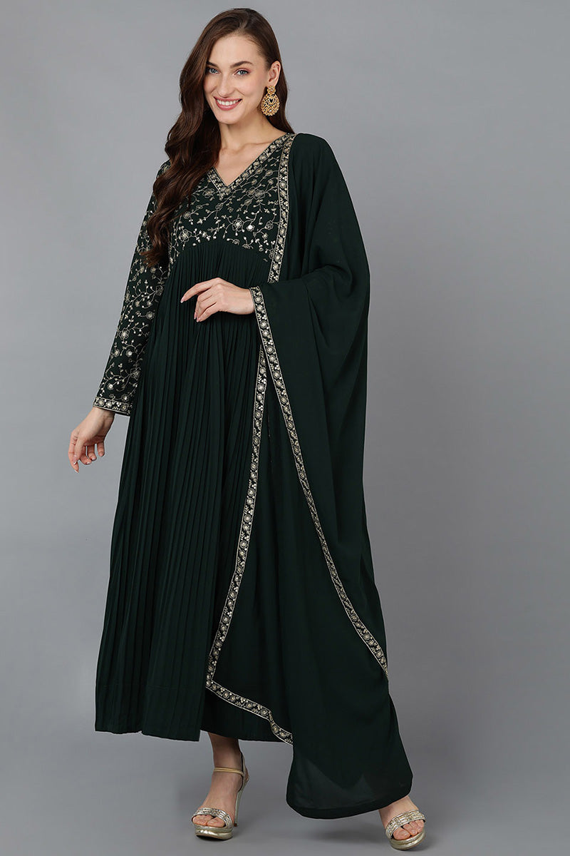 Green Georgette Anarkali Kurta