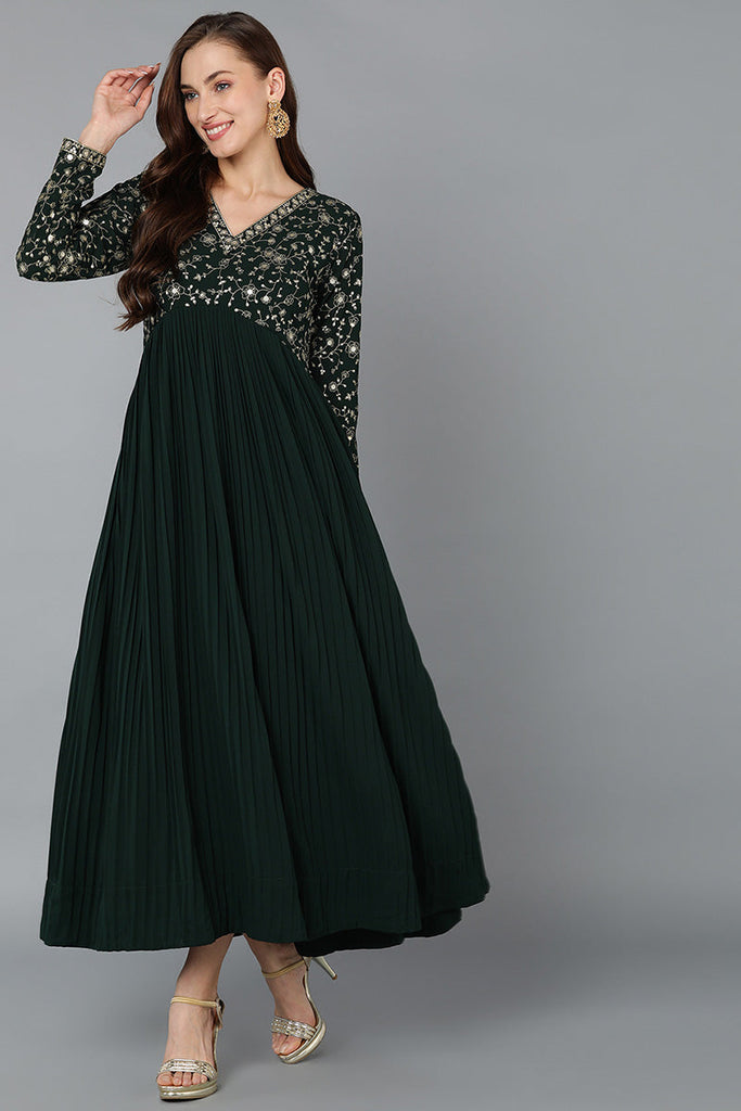 Green Georgette Anarkali Kurta