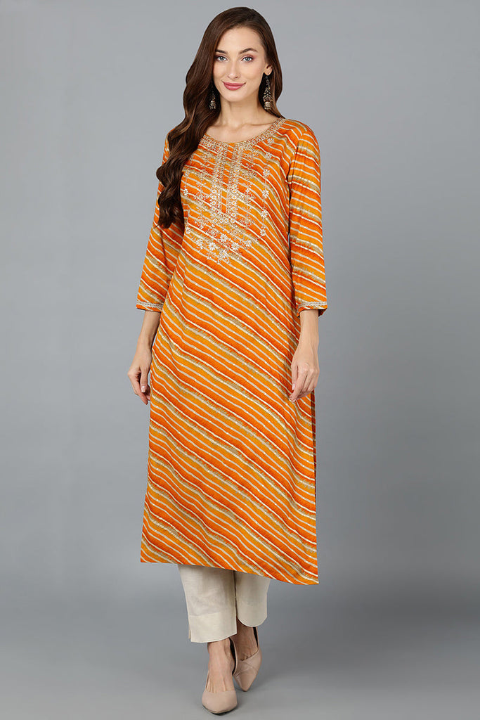 Gold Silk Blend Straight Kurtas VCK9189