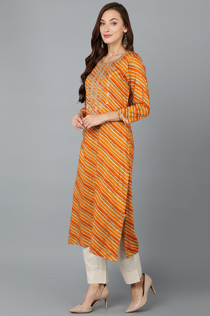 Gold Silk Blend Straight Kurtas VCK9189