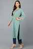 Sea Green Cotton Straight Kurtas VCK9190