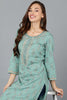 Sea Green Cotton Straight Kurtas VCK9190