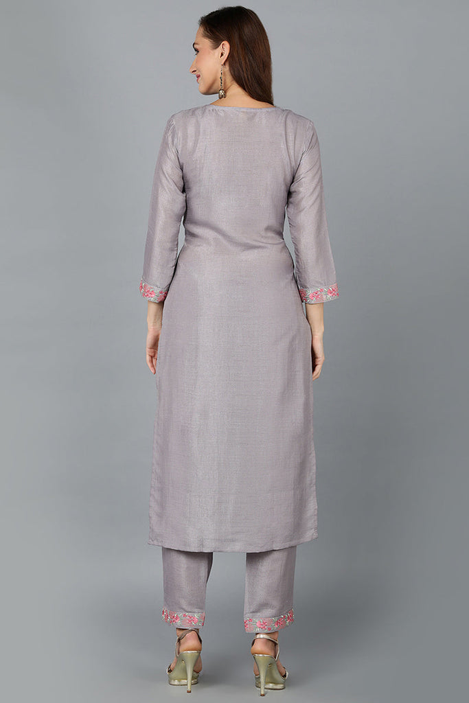 Steel Silk Blend Straight Kurtas VCK9193