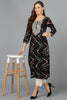 Viscose Rayon Black Printed Straight Kurta VCK9209