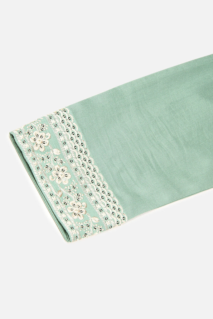 Sea Green Viscose Rayon Embroidered Straight Kurta VCK9218